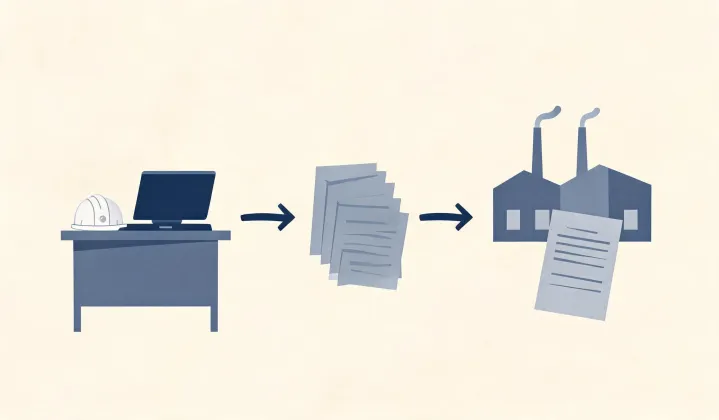 Illustration of a written prescription safety glasses sourcing route, not a street map